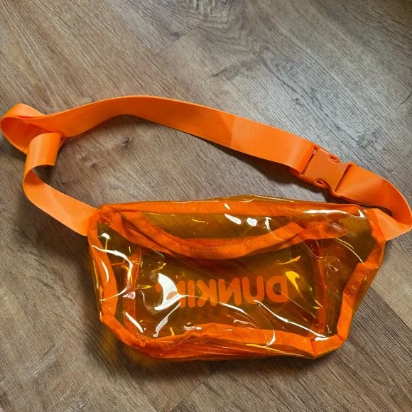 Dunkin’ Fanny Pack Orange clear Transparent Orange Belted Waist Bag - Picture 2 of 3